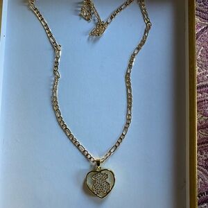 Gold Heart Teddy Pendant Necklace - Women Jewelry
